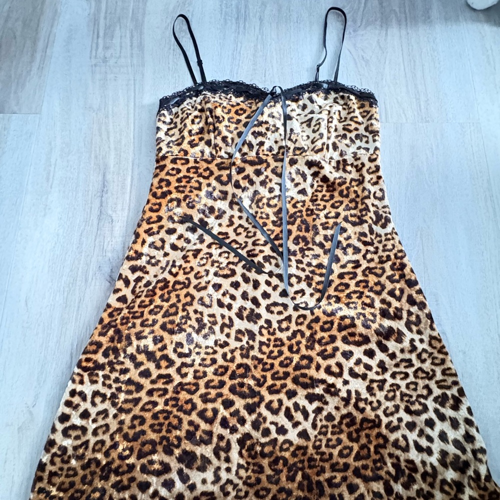 Forever 21 Animal Print Dress with Lace Trim